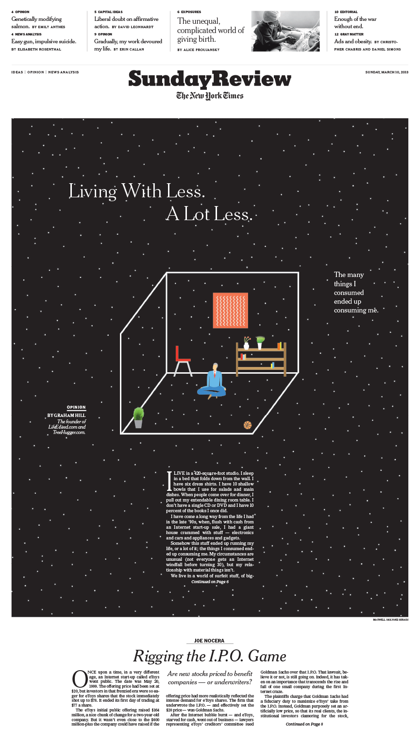 Sunday Review Cover: Living With Less. A Lot Less.